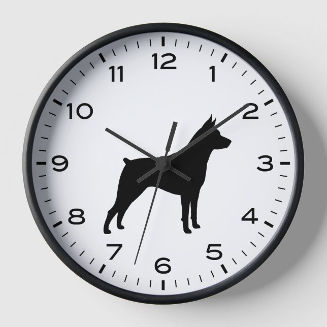 Miniatur Pinscher Hund Silhouette MinPin Uhr (Vorderseite)