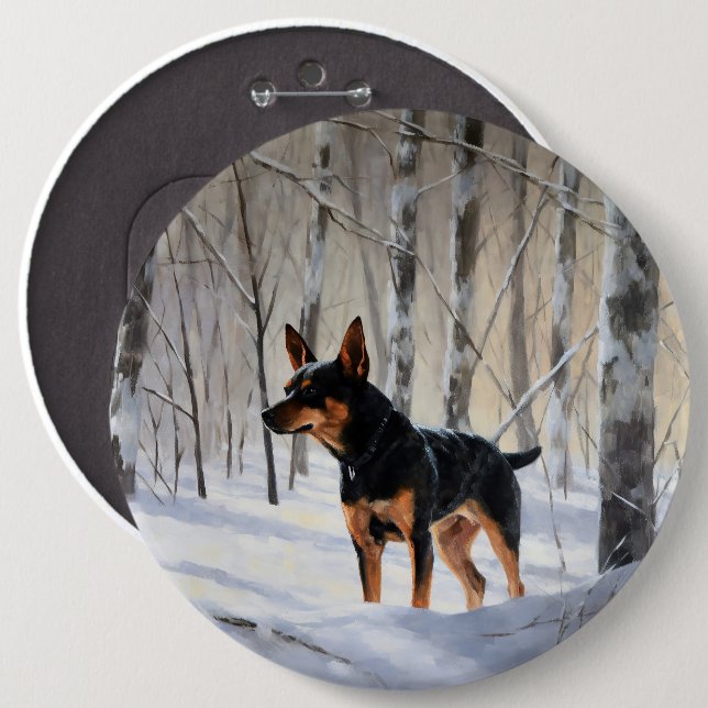 Miniatur Pinscher lassen es Schnee Weihnachten Button (Vorne & Hinten)