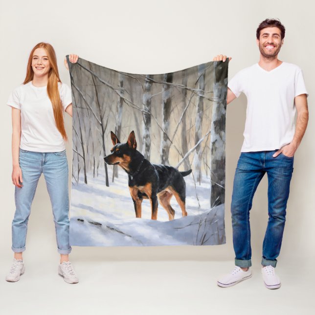 Miniatur Pinscher lassen es Schnee Weihnachten Fleecedecke (Beispiel)