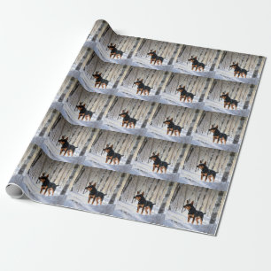 Miniatur Pinscher lassen es Schnee Weihnachten Geschenkpapier