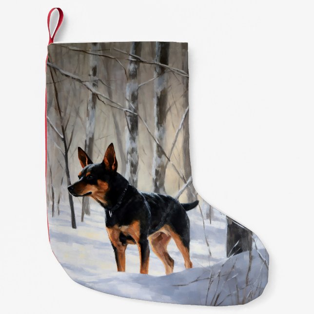Miniatur Pinscher lassen es Schnee Weihnachten Kleiner Weihnachtsstrumpf (Vorderseite)