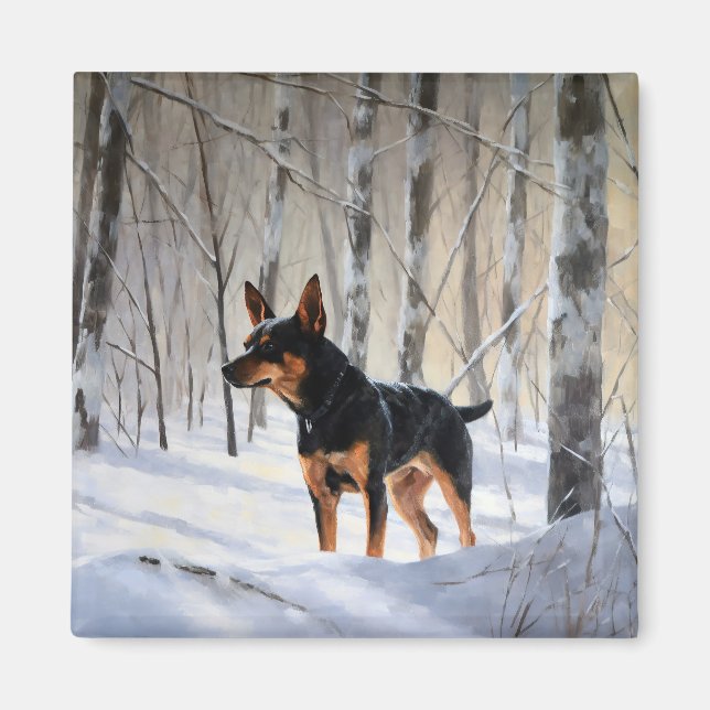 Miniatur Pinscher lassen es Schnee Weihnachten Magnet (Vorne)
