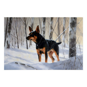 Miniatur Pinscher lassen es Schnee Weihnachten Poster