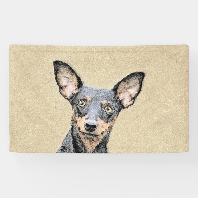 Miniatur Pinscher Malerei Niedlich Original Hunde  Banner (Horizontal)
