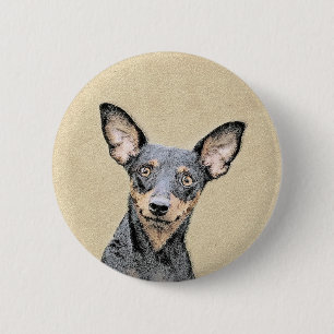 Miniatur Pinscher Malerei Niedlich Original Hunde  Button