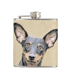 Miniatur Pinscher Malerei Niedlich Original Hunde Flachmann