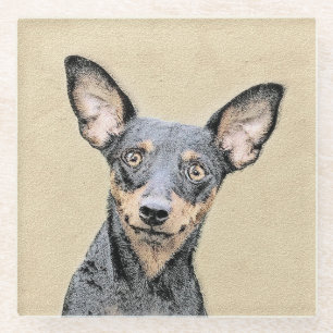 Miniatur Pinscher Malerei Niedlich Original Hunde  Glasuntersetzer
