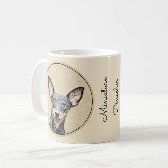 Miniatur Pinscher Malerei Niedlich Original Hunde  Kaffeetasse (Vorderseite Links)