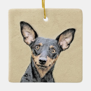 Miniatur Pinscher Malerei Niedlich Original Hunde Keramikornament