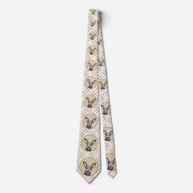 Miniatur Pinscher Malerei Niedlich Original Hunde  Krawatte (Vorderseite)