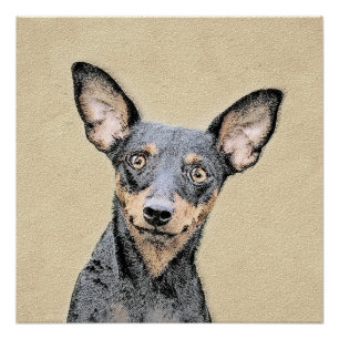 Miniatur Pinscher Malerei Niedlich Original Hunde  Poster