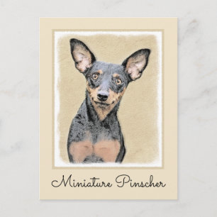 Miniatur Pinscher Malerei Niedlich Original Hunde Postkarte