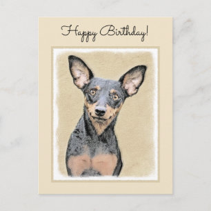Miniatur Pinscher Malerei Niedlich Original Hunde Postkarte