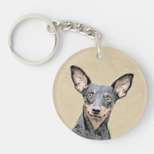 Miniatur Pinscher Malerei Niedlich Original Hunde Schlüsselanhänger