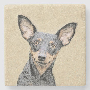 Miniatur Pinscher Malerei Niedlich Original Hunde  Steinuntersetzer