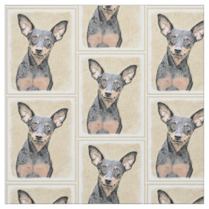Miniatur Pinscher Malerei Niedlich Original Hunde  Stoff