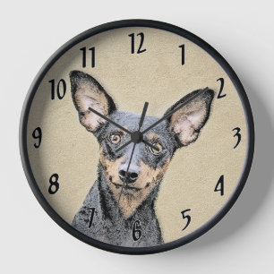 Miniatur Pinscher Malerei Niedlich Original Hunde  Uhr