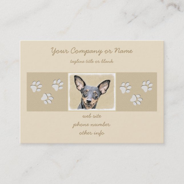 Miniatur Pinscher Malerei Niedlich Original Hunde  Visitenkarte (Vorderseite)