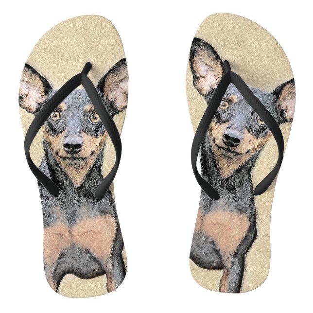 Miniatur Pinscher Malerei Niedliche Original Hunde Flip Flops (Fußbett)