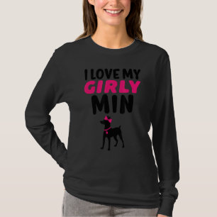 Miniatur Pinscher Min Button Girl Girl Dog Gender T-Shirt