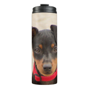 Miniatur-Pinscher-Schwarz und Rost Thermosbecher