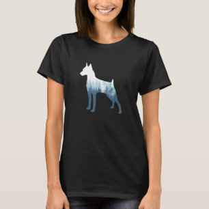 Miniatur Pinscher Silhouette Button Hund Außenbere T-Shirt