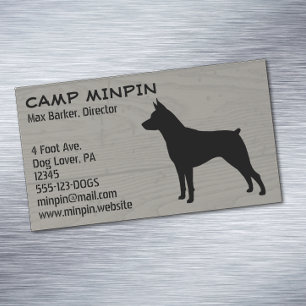 Miniatur Pinscher Silhouette MinPin Holzstil Magnetische Visitenkarte