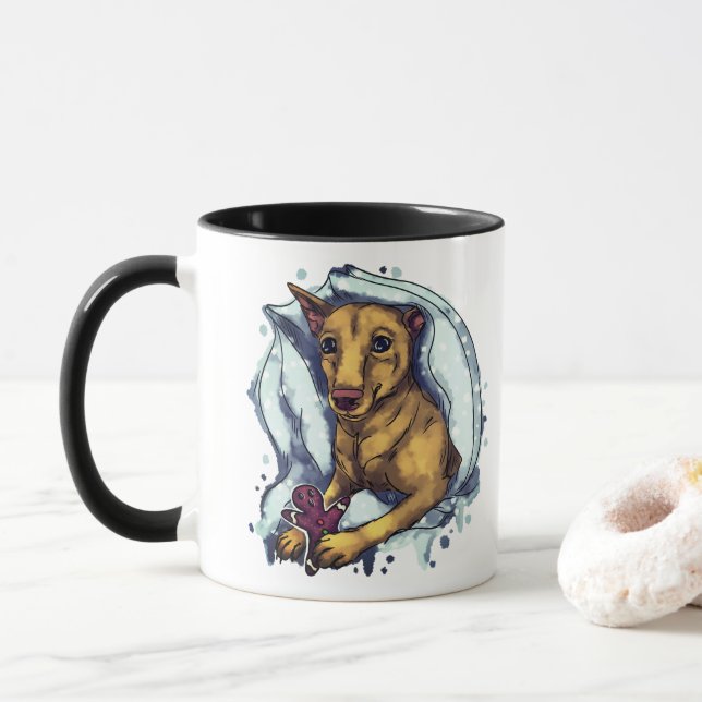 Miniatur Pinscher und Lebkuchen Tasse (Mit Donut)