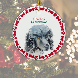 Miniatur Poodle Personalisiert Wasserfarbe Weihnac Keramik Ornament