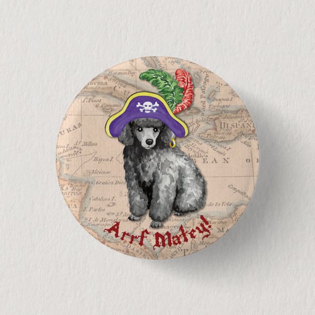 Miniatur Poodle Pirate Button (Vorderseite)
