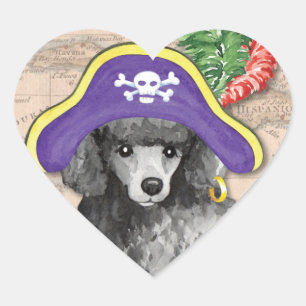 Miniatur Poodle Pirate Herz-Aufkleber