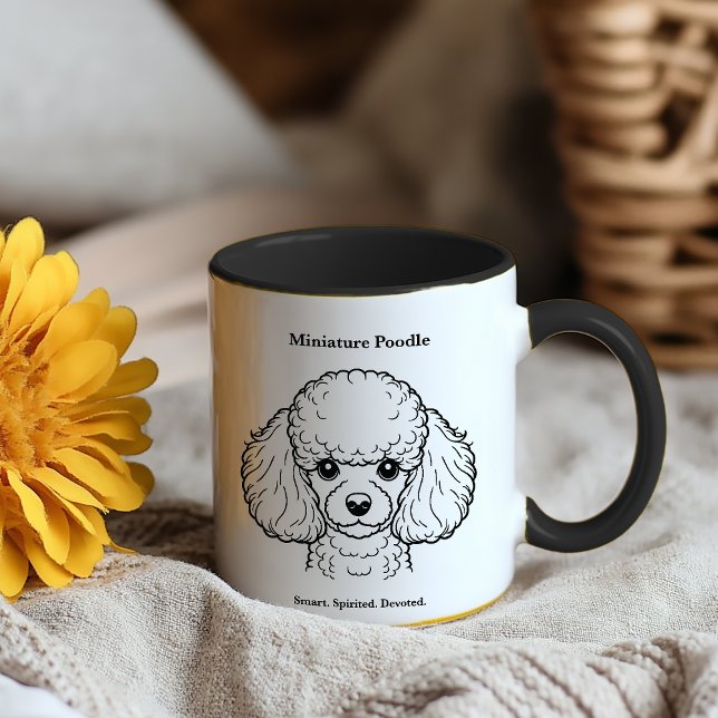 Miniatur Poodle Portrait Schwarze Linie Illustrati Kaffeetasse (Von Creator hochgeladen)
