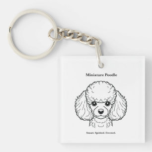 Miniatur Poodle Portrait Schwarze Linie Illustrati Schlüsselanhänger