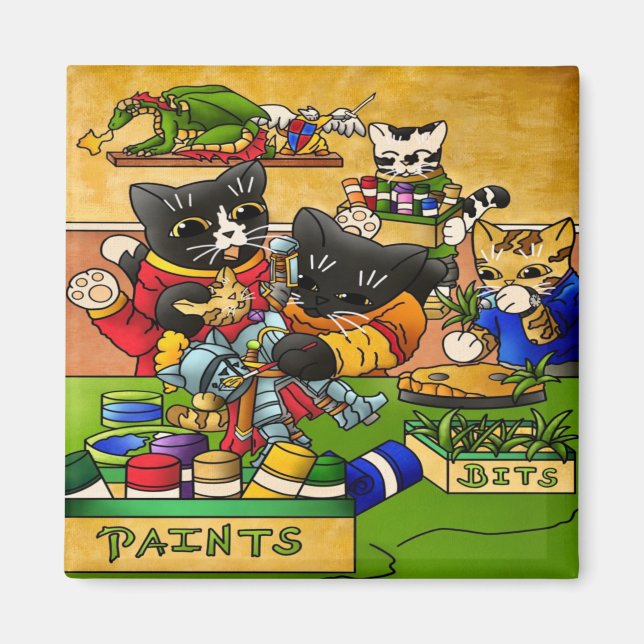 Miniatur-Ritterkatzenkatze Magnet (Vorne)