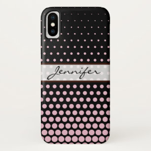 Miniatur-rosa Tupfen-elegantes modernes Schwarzes Case-Mate iPhone Hülle