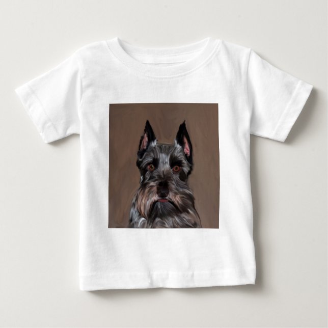 Miniatur Schnauzer Aquarellmalerei Baby T-shirt (Vorderseite)