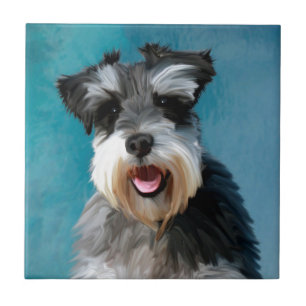 Miniatur Schnauzer Aquarellmalerei Fliese