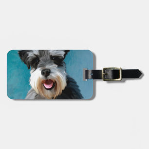 Miniatur Schnauzer Aquarellmalerei Gepäckanhänger