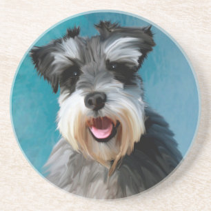 Miniatur Schnauzer Aquarellmalerei Getränkeuntersetzer