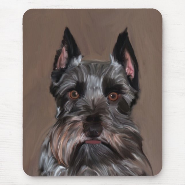 Miniatur Schnauzer Aquarellmalerei Mousepad (Vorne)
