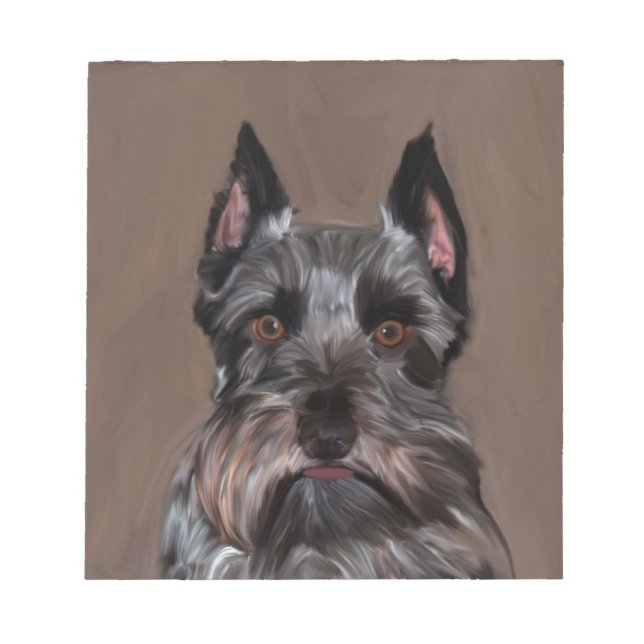 Miniatur Schnauzer Aquarellmalerei Notizblock (Vorderseite)