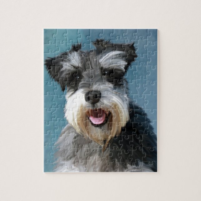 Miniatur Schnauzer Aquarellmalerei Puzzle (Vertikal)