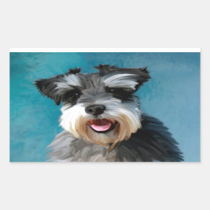 Miniatur Schnauzer Aquarellmalerei Rechteckiger Aufkleber
