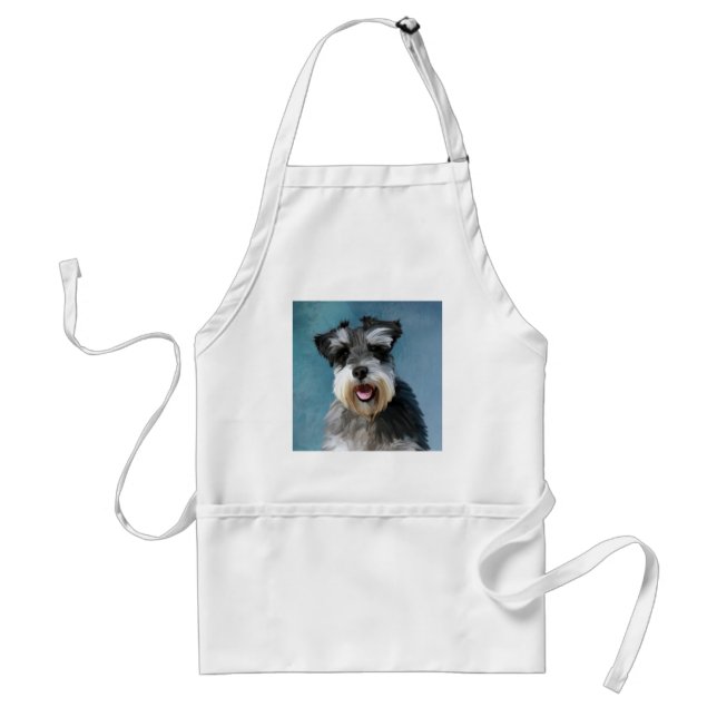 Miniatur Schnauzer Aquarellmalerei Schürze (Vorne)