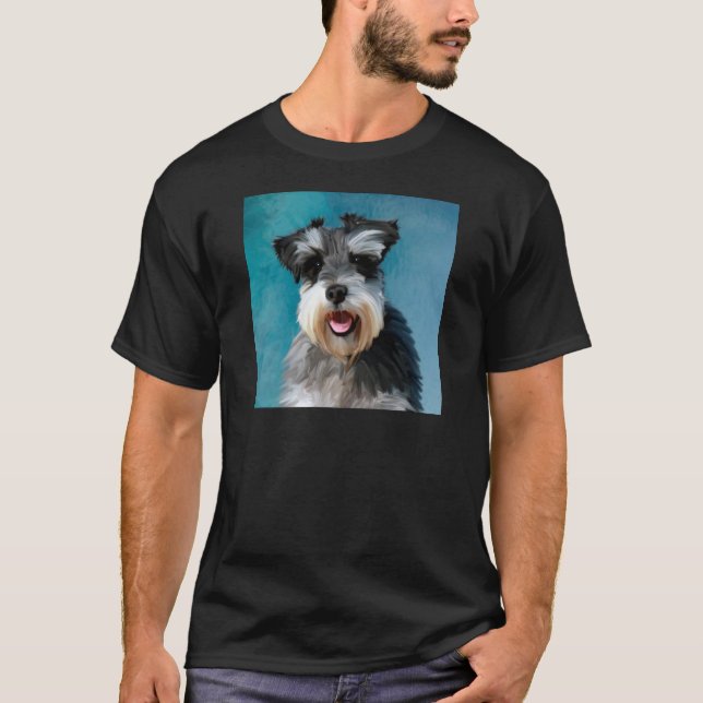 Miniatur Schnauzer Aquarellmalerei T-Shirt (Vorderseite)
