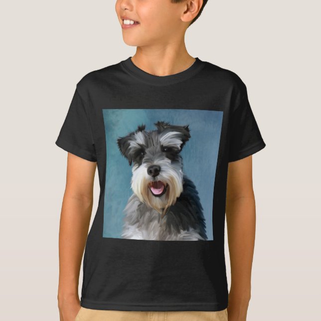 Miniatur Schnauzer Aquarellmalerei T-Shirt (Vorderseite)