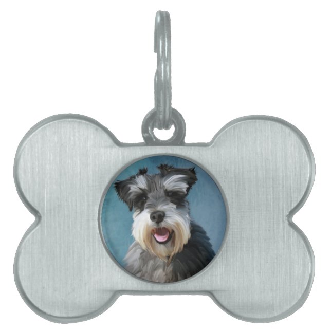 Miniatur Schnauzer Aquarellmalerei Tiermarke (Vorderseite)