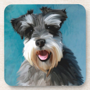 Miniatur Schnauzer Aquarellmalerei Untersetzer