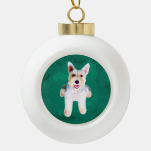 Miniatur Schnauzer Dog Aquarellmalerei Keramik Kugel-Ornament