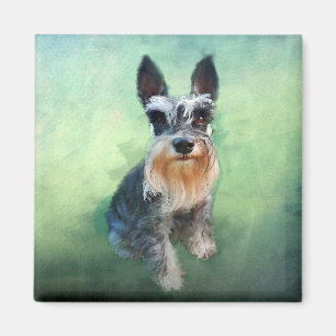 Miniatur Schnauzer Dog Aquarellmalerei Magnet
